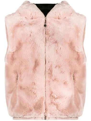 State Bunny Fur Hooded Vest Pink - MOOSE KNUCKLES - BALAAN 1