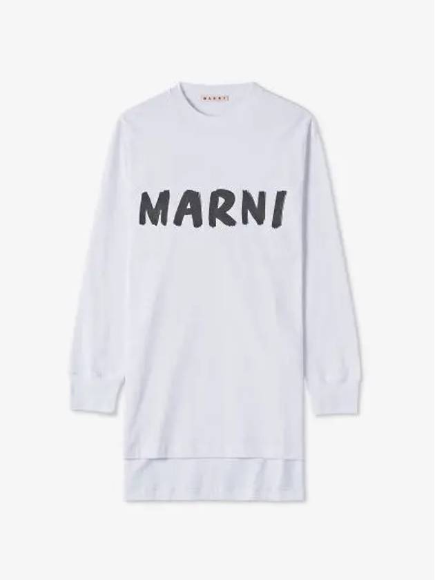 Logo Print Organic Jersey Long Sleeve T-Shirt White - MARNI - BALAAN 2