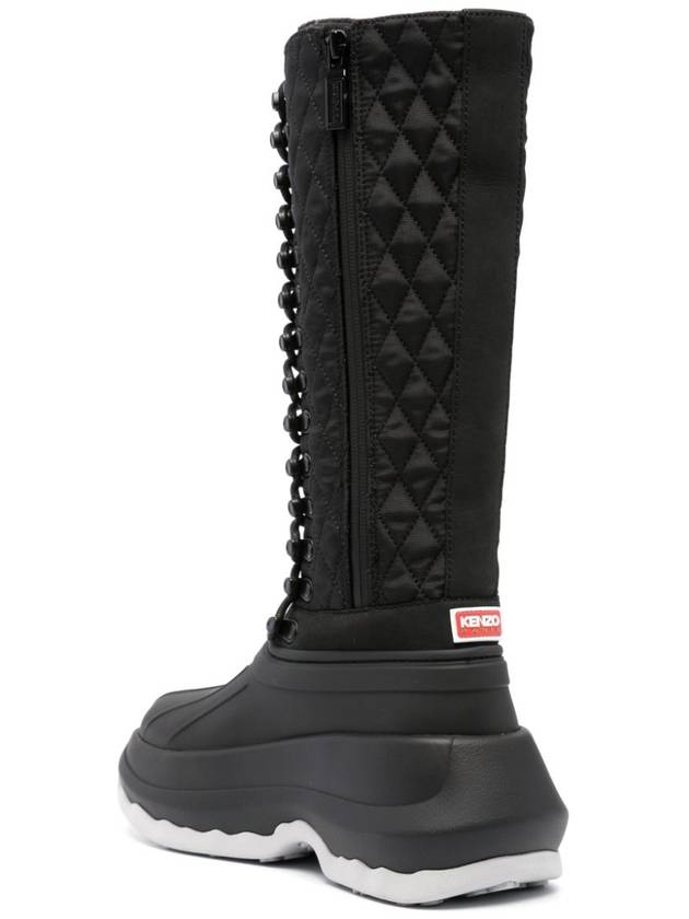 Hunter Quilted Lace Up Middle Boots Black - KENZO - BALAAN 4