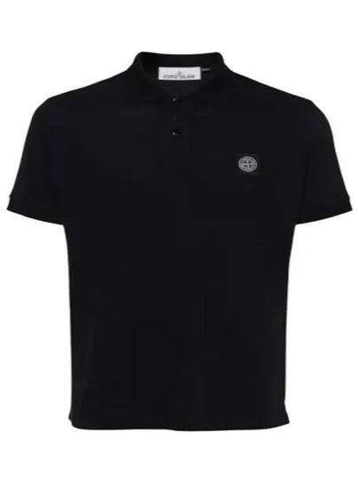 Organic Cotton Elastane Pique Polo Shirt Navy - STONE ISLAND - BALAAN 2