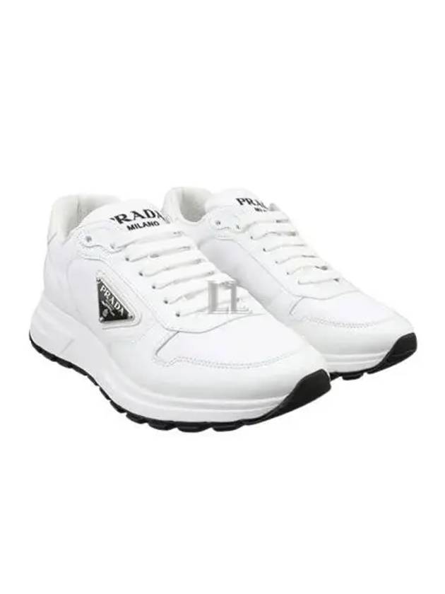 Prax 01 Re-Nylon Brushed Leather Low-Top Sneakers White - PRADA - BALAAN 2