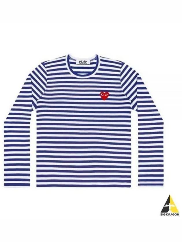 24 AX T164 051 2 P1T164 AZ Red Heart Waffen Stripe Long Sleeve T Shirt - COMME DES GARCONS - BALAAN 1