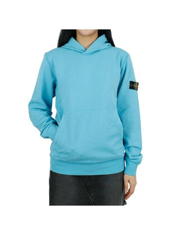 Stone Kids Waffen Patch Hood Sweatshirt Aqua 741661640 V0042 - STONE ISLAND - BALAAN 1