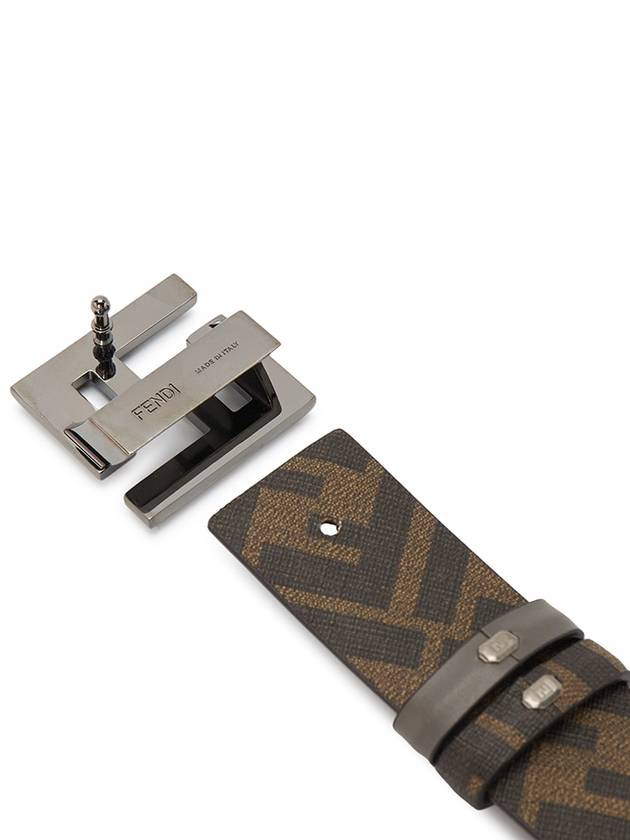 FF Logo Buckle Leather Belt Brown - FENDI - BALAAN 6