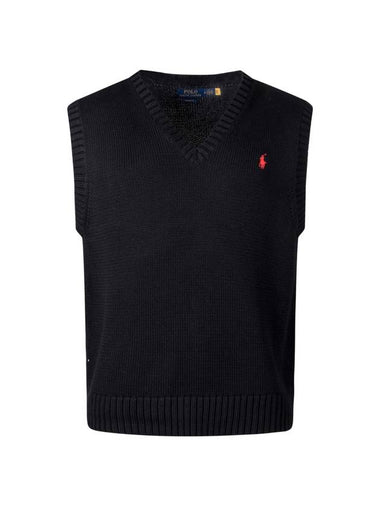 Embroidered Pony Logo Knit Vest Black - POLO RALPH LAUREN - BALAAN 1