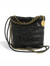 22 Mini Chain Bag Shiny Calfskin All Black AS3980 - CHANEL - BALAAN 4