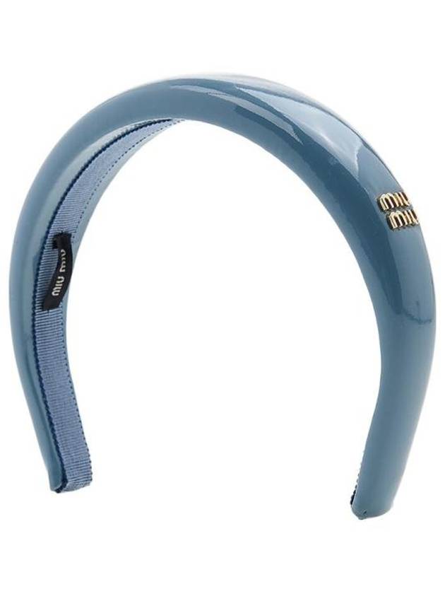 Logo Patent Leather Headband Astral Blue - MIU MIU - BALAAN 2