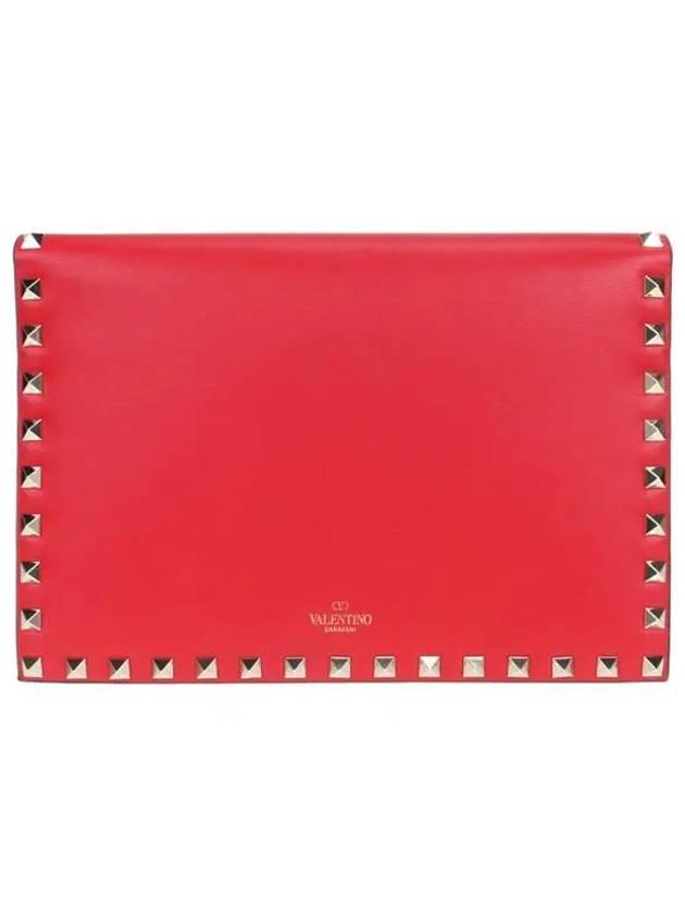 Rockstud Flap Clutch Bag Red - VALENTINO - BALAAN 5