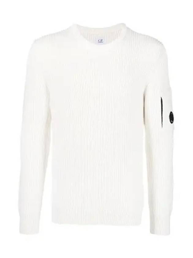 Men's Lens Detail Crew Neck Knit Top White - CP COMPANY - BALAAN 2