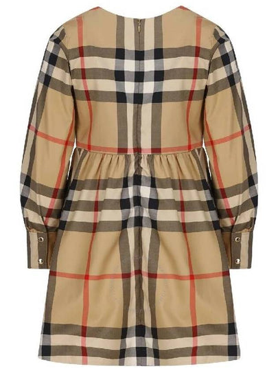 Burberry Girls Archive Beige Check Long Sleeve Cotton Dress Size 10Y - BURBERRY - BALAAN 2