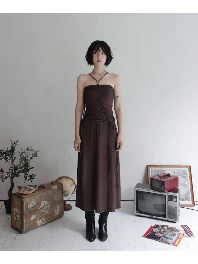 Shirring strap tube long dress brown - RUBATI - BALAAN 9