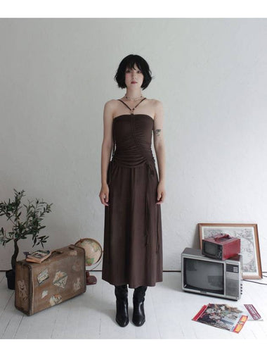 Shirring Strap Tube Dress Brown - RUBATI - BALAAN 1