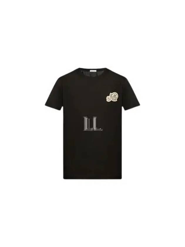 Double Logo Patch Round Short Sleeve T-Shirt Black - MONCLER - BALAAN 2