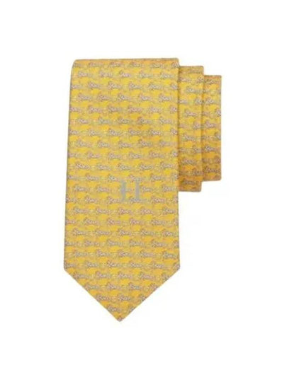 Tiger Print Silk Tie Yellow - SALVATORE FERRAGAMO - BALAAN 2