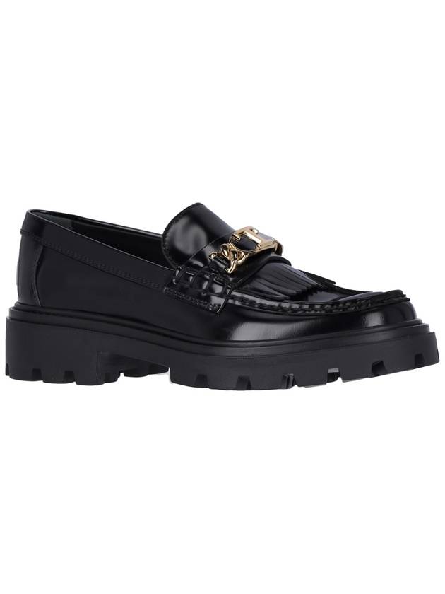 Leather Fringe Loafers Black - TOD'S - BALAAN 3