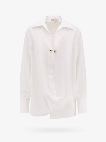 23 fw Cotton Shirt WITH Iconic Button 3B3AB5507W1001 B0650459975 - VALENTINO - BALAAN 1