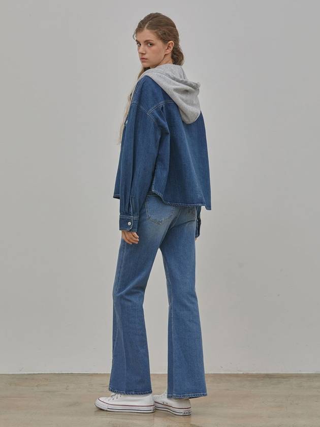 RYUL+WAI: Denim Hem Slit Bootcut Pants Blue - RYUL+WAI: - BALAAN 4