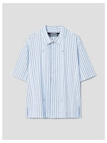 Jacquemus Men s La Chemise Manche Cort Print Blue Stripe Stripes Domestic Product GM0024010497974 - JACQUEMUS - BALAAN 1