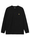 Men's Chase Mini Embroid Logo Long Sleeve T-Shirt Black - CARHARTT WIP - BALAAN 1