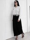 Women's Silver Banding Knit Maxi H-Line Skirt Black - PRETONE - BALAAN 3