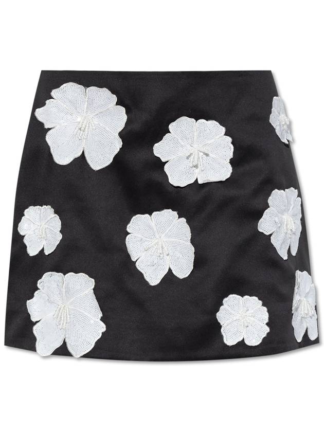 ROTATE Skirt With Floral Motif Appliqués, Women's, Black - ROTATE - BALAAN 1