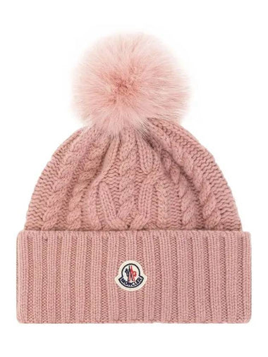 Pom Pom Logo Patch Cable Beanie 3B000 85 M1127 538 - MONCLER - BALAAN 1