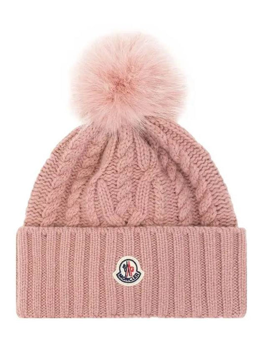 Pom Pom Logo Patch Cable Beanie 3B000 85 M1127 538 - MONCLER - BALAAN 1