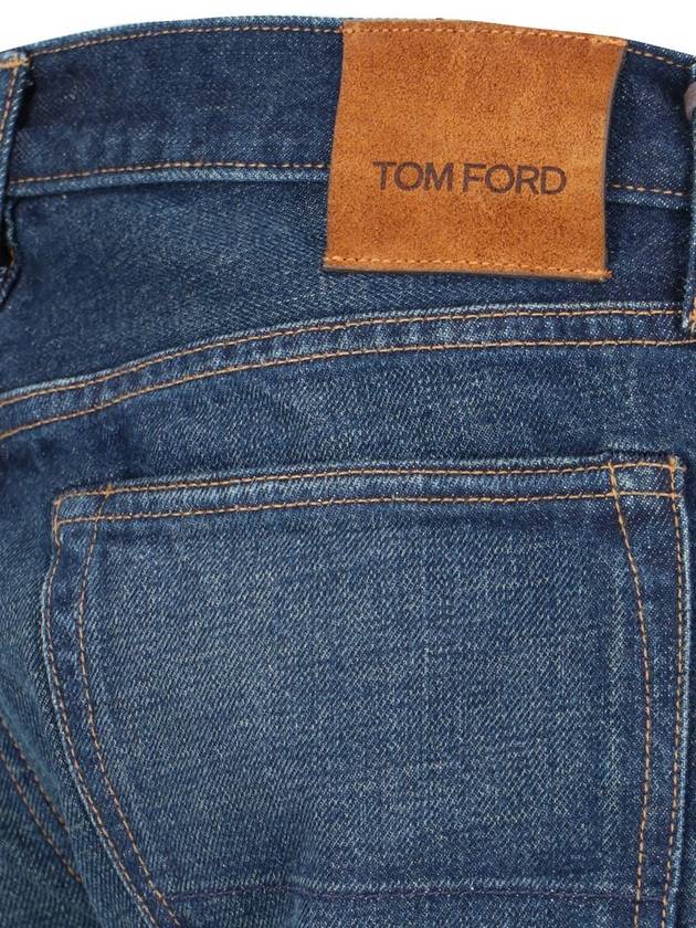 Cotton Straight Jeans Blue - TOM FORD - BALAAN 4