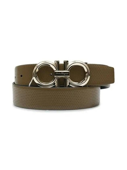 Gancini Buckle Reversible Leather Belt Brown - SALVATORE FERRAGAMO - BALAAN 2