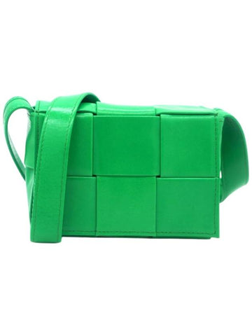 Bottega Veneta Mini Leather Cassette Bag Paraket Green 667048VCQ723724 - BOTTEGA VENETA - BALAAN 1