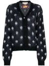 Polka Dot Pattern V-Neck Cardigan Black - MARNI - BALAAN 2