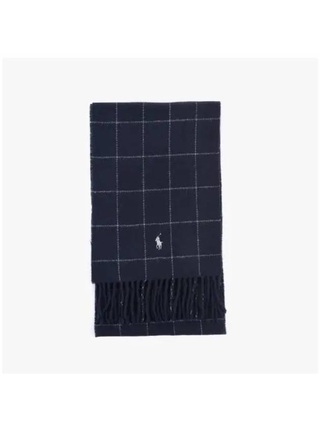 PC0743 433 Pony Windowpane Plaid Check Reversible Fringe Muffler - POLO RALPH LAUREN - BALAAN 2