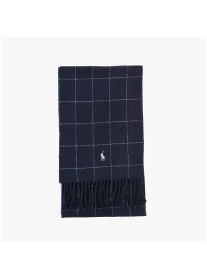 PC0743 433 Pony Windowpane Plaid Check Reversible Fringe Muffler - POLO RALPH LAUREN - BALAAN 2