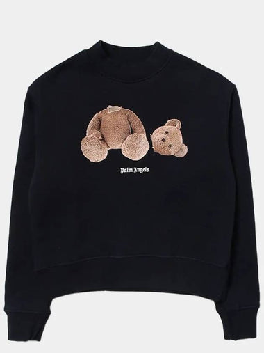 Kids Kill the Bear Crew Neck Sweatshirt Navy Blue PBBA001F21FLE001 4660 - PALM ANGELS - BALAAN 1