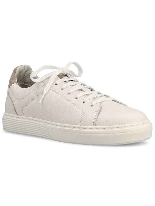 Logo Leather Low Top Sneakers White - BRUNELLO CUCINELLI - BALAAN 3