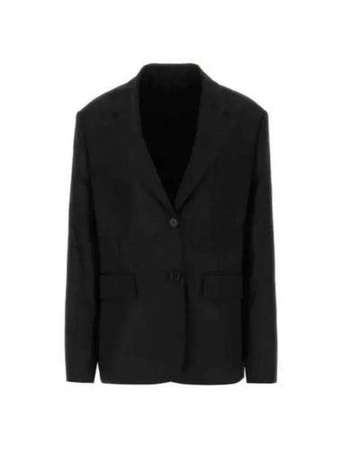 Single Breasted Nylon Blazer Jacket Black - PRADA - BALAAN 1