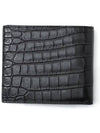 Crocodile Embossed Leather Half Wallet Black - SAINT LAURENT - BALAAN 4