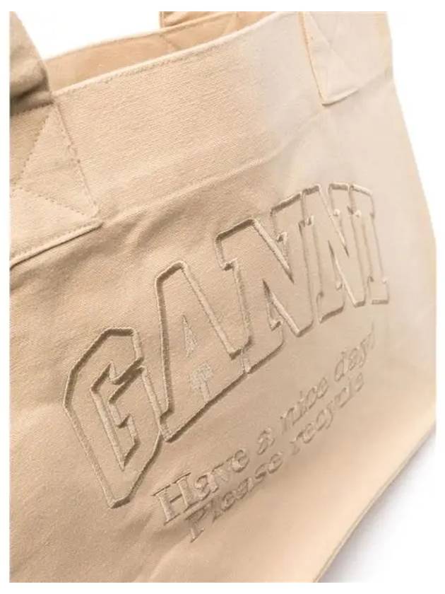 Cream Large Canvas Tote Bag Butter - GANNI - BALAAN 5