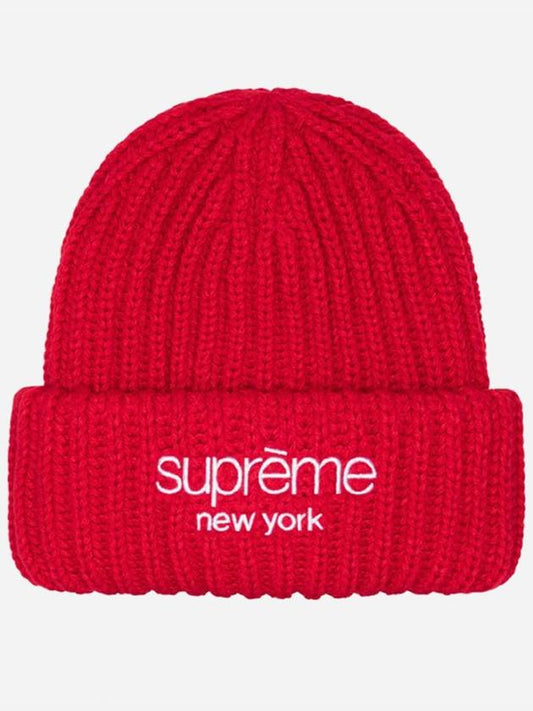 Classic Logo Chunky Ribbed Beanie Red - SUPREME - BALAAN 2