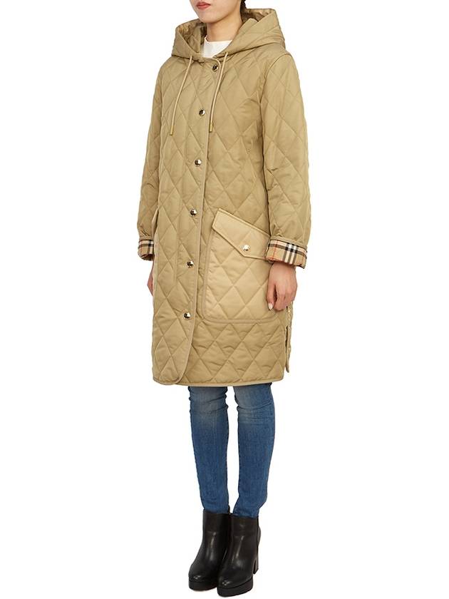 Diamond Quilted Hoodie Padding Archive Beige - BURBERRY - BALAAN 5