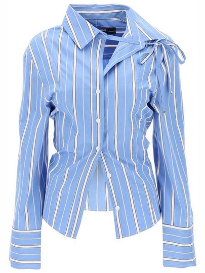 La Chemise Ruban Hourglass Stretch Cotton Shirt Blue - JACQUEMUS - BALAAN 2