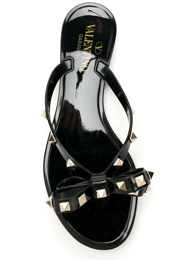 Garavani Rockstud Bow Flip Flops Black - VALENTINO - BALAAN 4