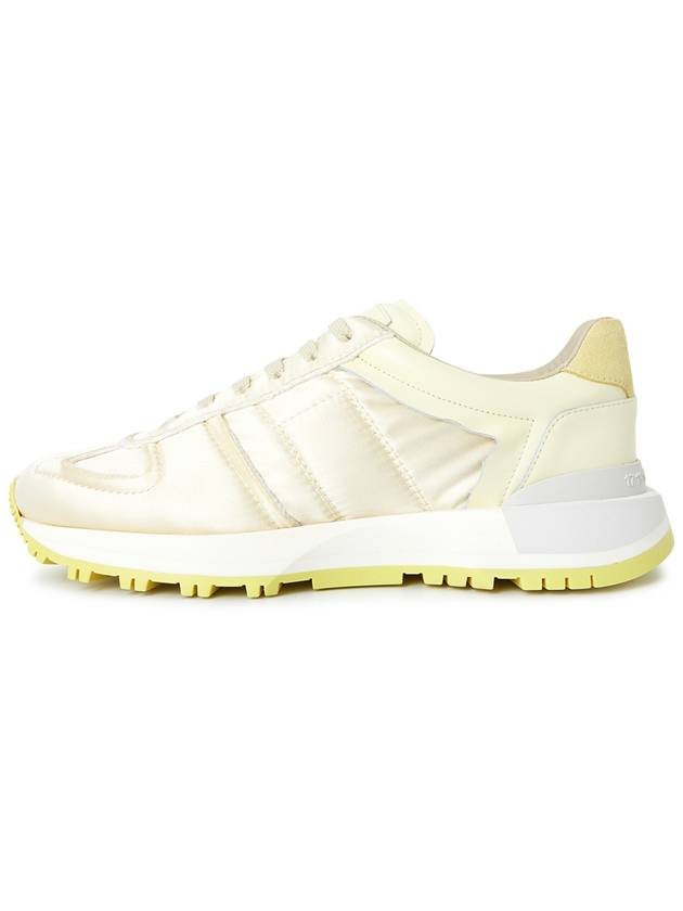 Men's 50 50 Lace-up Nylon Leather Low Top Sneakers Pastel Yellow - MAISON MARGIELA - BALAAN 5