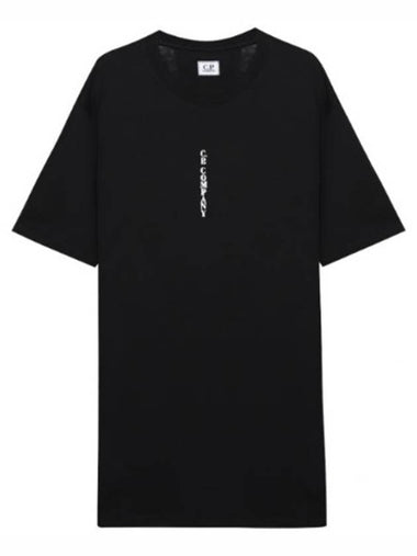 Vertical Lettering Logo Graphic Short Sleeve T-Shirt Black - CP COMPANY - BALAAN 1