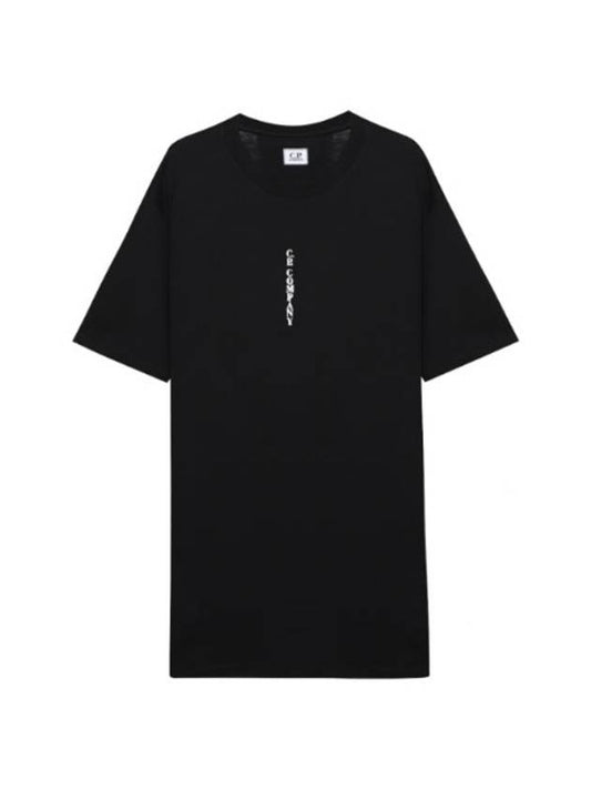 Vertical Lettering Logo Graphic Short Sleeve T-Shirt Black - CP COMPANY - BALAAN 1