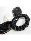 CC Chain Leather Ribbon Scrunchy Black - CHANEL - BALAAN.