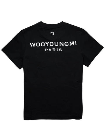 Women's Back Logo Badge Round Cotton Short Sleeve T-Shirt Black M233TS07708B - WOOYOUNGMI - BALAAN 1