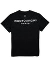 Women's Back Logo Badge Round Cotton Short Sleeve T-Shirt Black M233TS07708B - WOOYOUNGMI - BALAAN 5