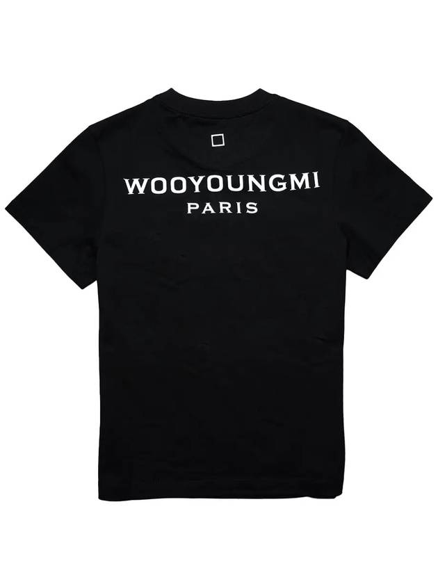 Women's Back Logo Badge Round Cotton Short Sleeve T-Shirt Black M233TS07708B - WOOYOUNGMI - BALAAN 5