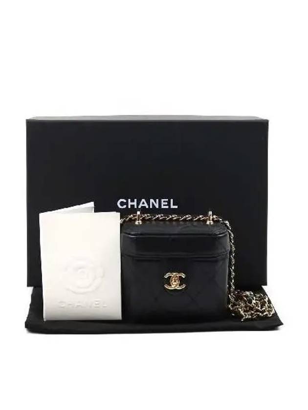 AP3459 Black Lambskin Mini Vanity Chain Cross Bag - CHANEL - BALAAN 1